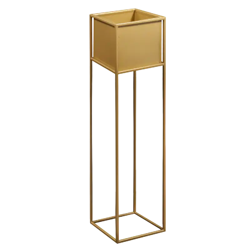 Złoty kwietnik metalowy z donicą o wysokości 90 cm w nowoczesnym stylu LOFT. Posiada wyjmowaną doniczkę ułatwiającą pielęgnację roślin w domu i biurze.