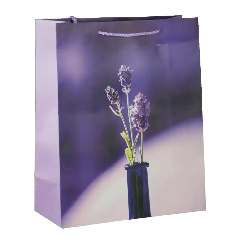 Torebka prezentowa o wymiarach 31x26x12 cm z nadrukiem kwiatów w wazonie, idealna jako torebka dla niej na wiele okazji.