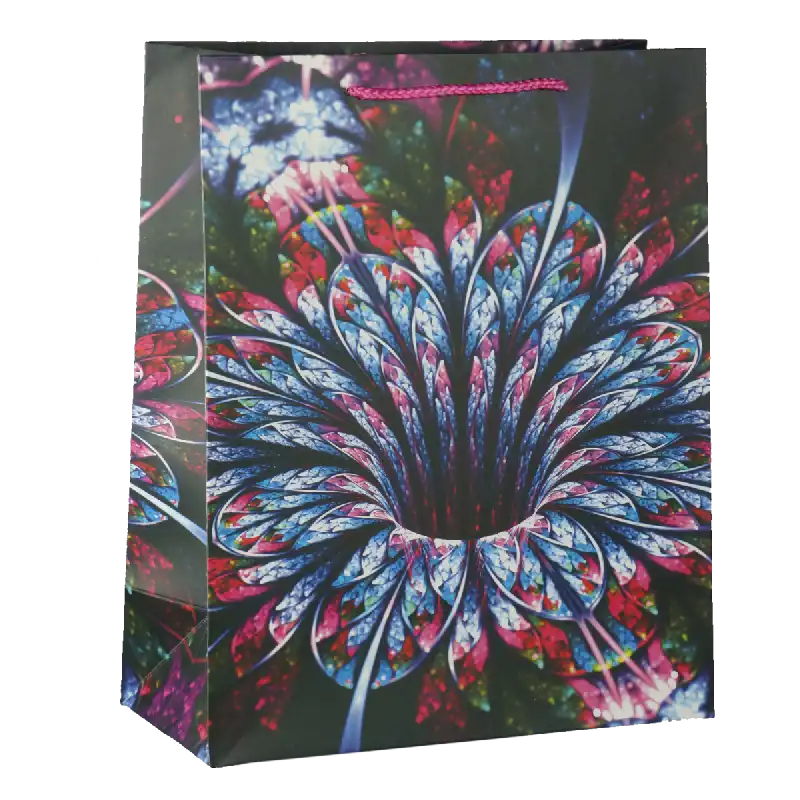 Efektowna torebka prezentowa dla niej o wymiarach 32x26x12 cm. Posiada estetyczny, kolorowy nadruk oraz wygodne uchwyty ułatwiające przenoszenie upominków.