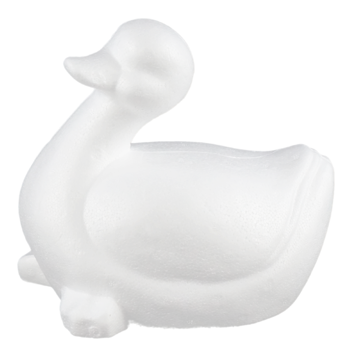 Pojedyncza figurka kaczki styropianowej 19 cm. Gładka powierzchnia bazy gotowa do malowania lub oklejania technikami.