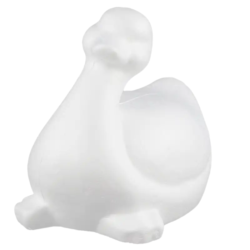 Zbliżenie na figurkę kaczki styropianowej, widoczny szczegółowy kształt głowy i dzioba 19 cm dekoracji.