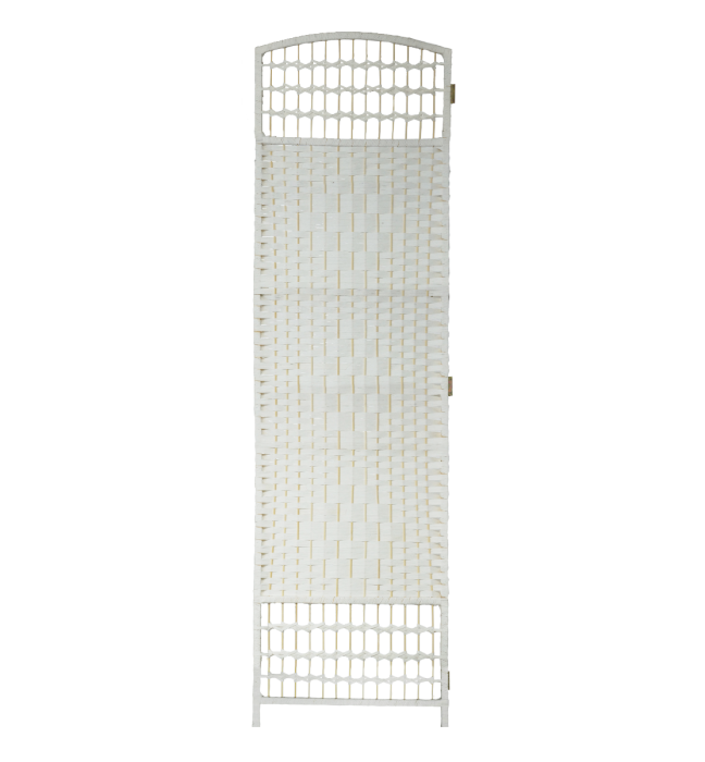 Parawan rattanowy wiklinowy biały 200 cm Parawan pokojowy - ogrodowy - na balkon - balkonowy - drewniany - osłona na balkon - rattanowy - wiklinowy - składany 4-skrzydłowy 4-panelowy