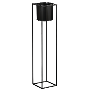 Wysoki czarny kwietnik metalowy z wyjmowaną donicą o wysokości 100 cm. Minimalistyczna konstrukcja w stylu LOFT z kwadratową podstawą do salonu lub biura.