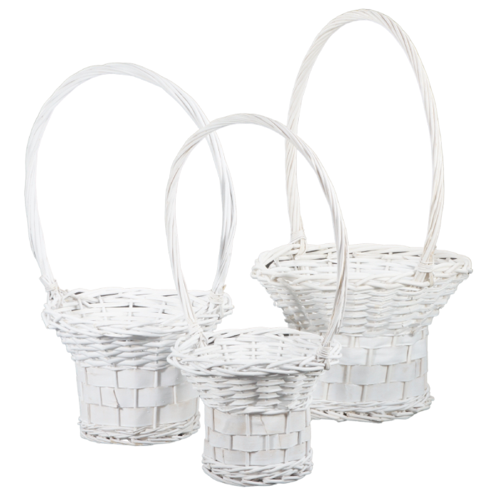 Kosz kwiatowy wiklinowy biały 55 cm