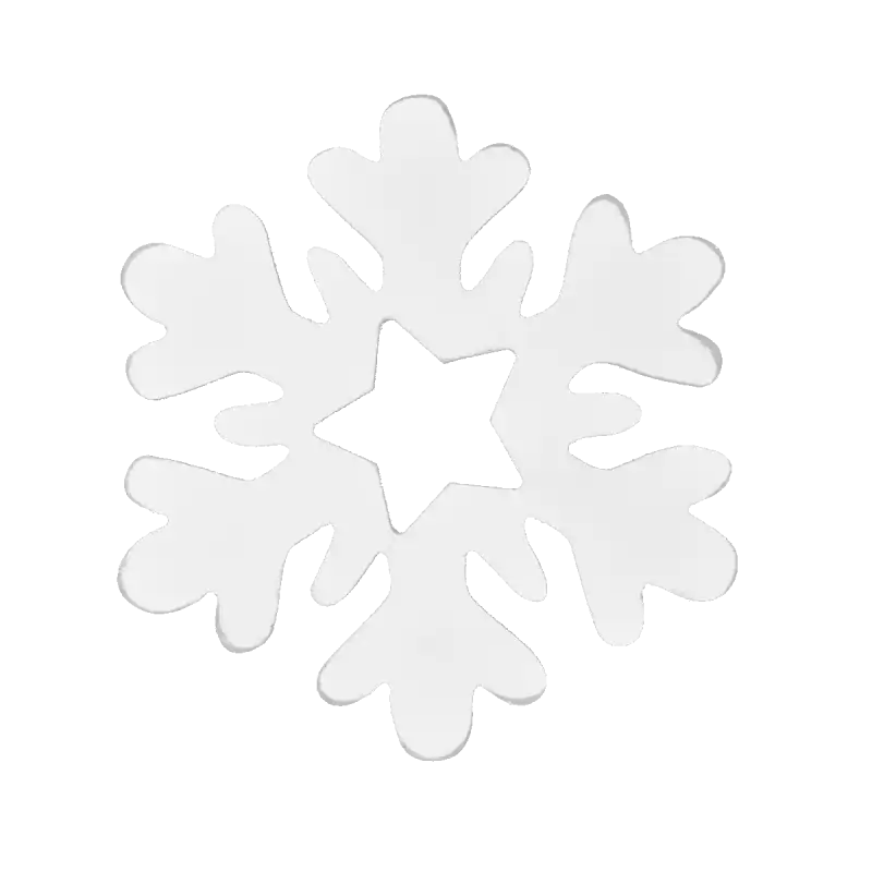 Płatek śniegu wykonany z drewna, pomalowany na biało, prezentujący minimalistyczny design idealny do zimowych aranżacji.