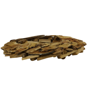 Płaska baza wianka wykonana z naturalnego drewna, ukazana z profilu, pozwalająca na tworzenie dekoracji DIY.