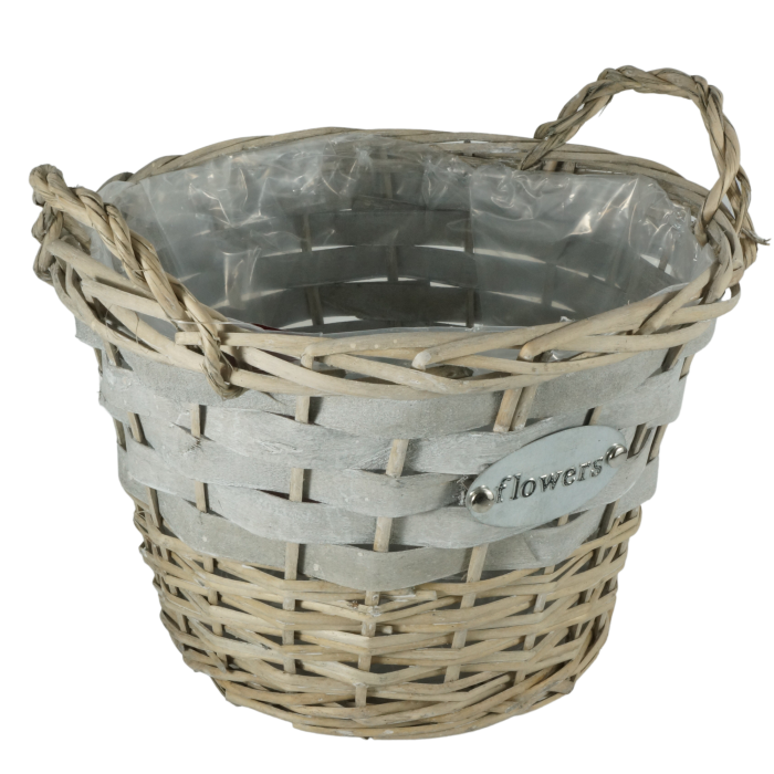 wiklinowa osłonka na doniczkę - na kwiaty - wiklinowy kosz na kwiaty - osłonka z uszami - ozdobna osłonka na doniczkę-  ozdobne osłonki - ozdobne doniczki - doniczki do ogrodu - ozdoby do domu - ozdoby do ogrodu