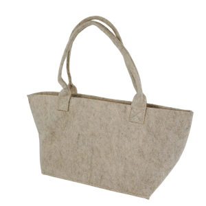 Beżowa torebka filcowa na prezenty o szerokości 38 cm. Wykonana z naturalnego filcu, wyposażona w dwa wygodne uchwyty ułatwiające przenoszenie zawartości. Uniwersalne opakowanie na prezenty.