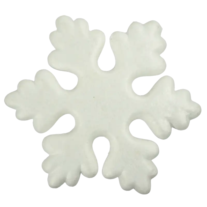 Biała śnieżynka styropianowa o średnicy 21 cm. Idealny element dekoracyjny do kreatywnych projektów świątecznych DIY.