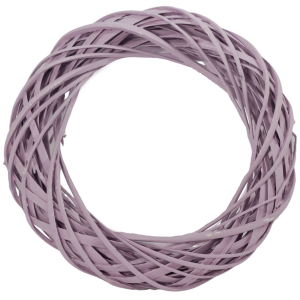 Fioletowy wianek wiklinowy 30 cm w formie okrągłej bazy. Idealny do tworzenia własnych stroików, dekoracji na ślub, wesele lub aranżacji domowych wnętrz DIY.
