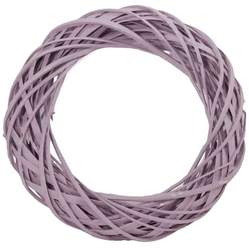 Fioletowy wianek wiklinowy 30 cm w formie okrągłej bazy. Idealny do tworzenia własnych stroików, dekoracji na ślub, wesele lub aranżacji domowych wnętrz DIY.