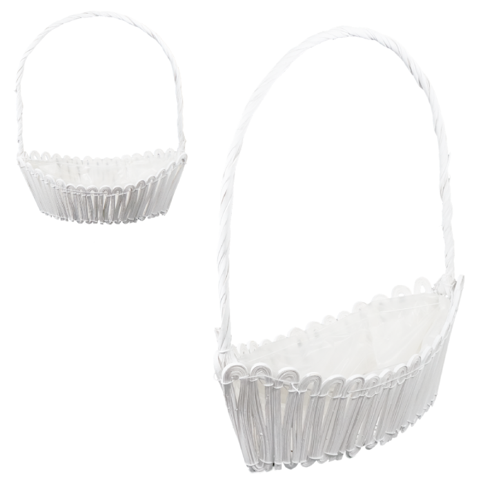 Biały kosz osłonka na kwiaty 53 cm, kosz kwiatowy, kosz prezentowy, kosz delikatesowy, biały koszyk na kwiaty, biała osłonka na kwiaty, koszyk, osłonka, białe osłonki, białe koszyki, producent wikliny