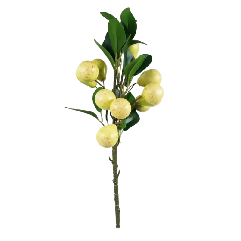 Ozdobna gałązka z gruszkami 48 cm o realistycznym wyglądzie, idealna do wazonów, stroików i jesiennych kompozycji florystycznych.