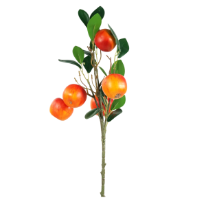 Artykuły dekoracyjne, gałązki z jabłkami o długości 48 cm. Detal pokazujący naturalny kształt owoców i teksturę liści w kompozycji.