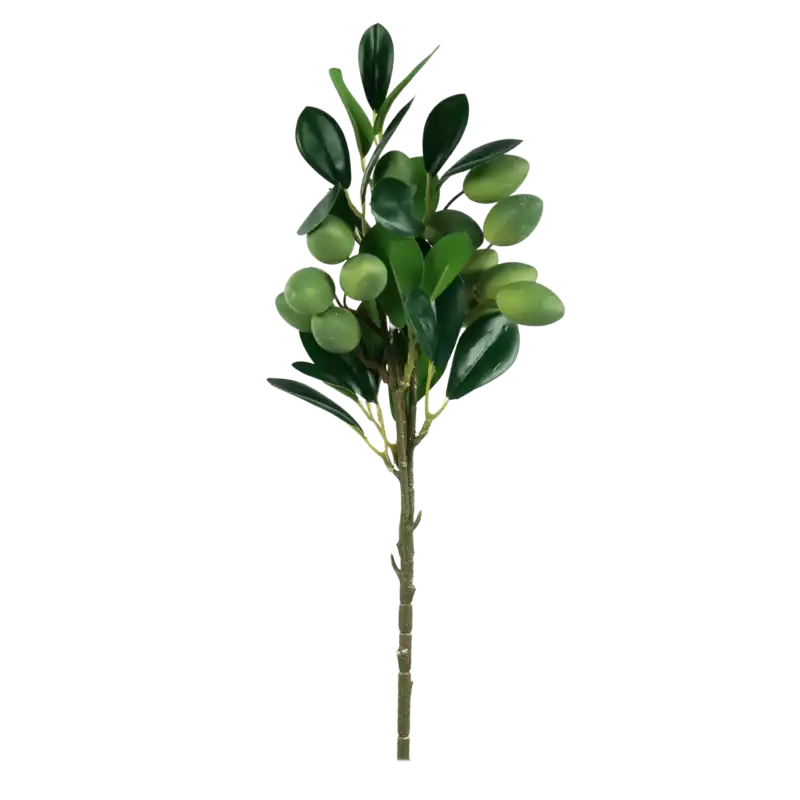 Widok z boku na gałązkę ze śliwkami o wysokości 48 cm. Idealny element do wiosennych kompozycji florystycznych.
