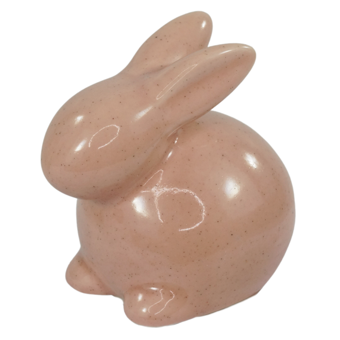 Zając ceramiczny 9 cm w kolorze różowym to estetyczna ozdoba wielkanocna o nowoczesnej, gładkiej formie. Doskonale sprawdzi się jako samodzielny element dekoracyjny na świątecznym stole lub półce.