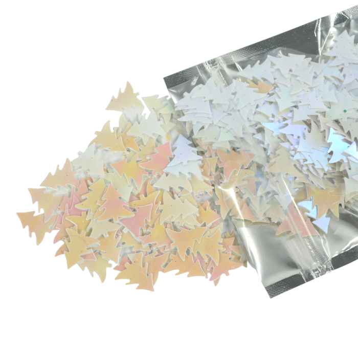 Wielokolorowe confetti w kształcie choinek o rozmiarze 2 cm, opakowanie 36 g. Doskonałe artykuły dekoracyjne na święta.