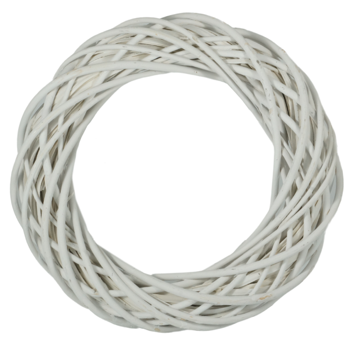 Biały wianek wiklinowy 30 cm