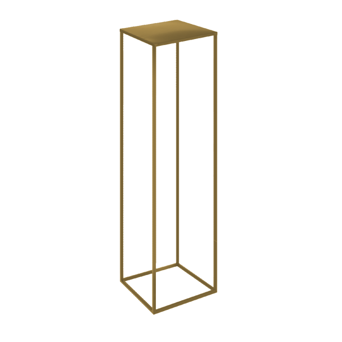 Złoty metalowy stojak kwietnik w stylu industrialnym o wysokości 130 cm i podstawie 24x24 cm. Elegancka podstawa pod kwiaty i dekoracje.