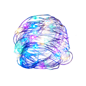Zwijane w kłębek świecące ozdoby i lampki LED 50 sztuk w kolorze multicolor. Efektowne artykuły dekoracyjne na druciku.