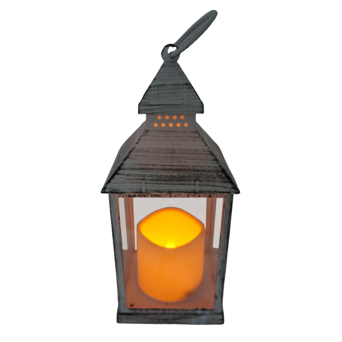 Lampion latarenka świeczka LED na baterie do zawieszenia, biały przecierany, świąteczny
