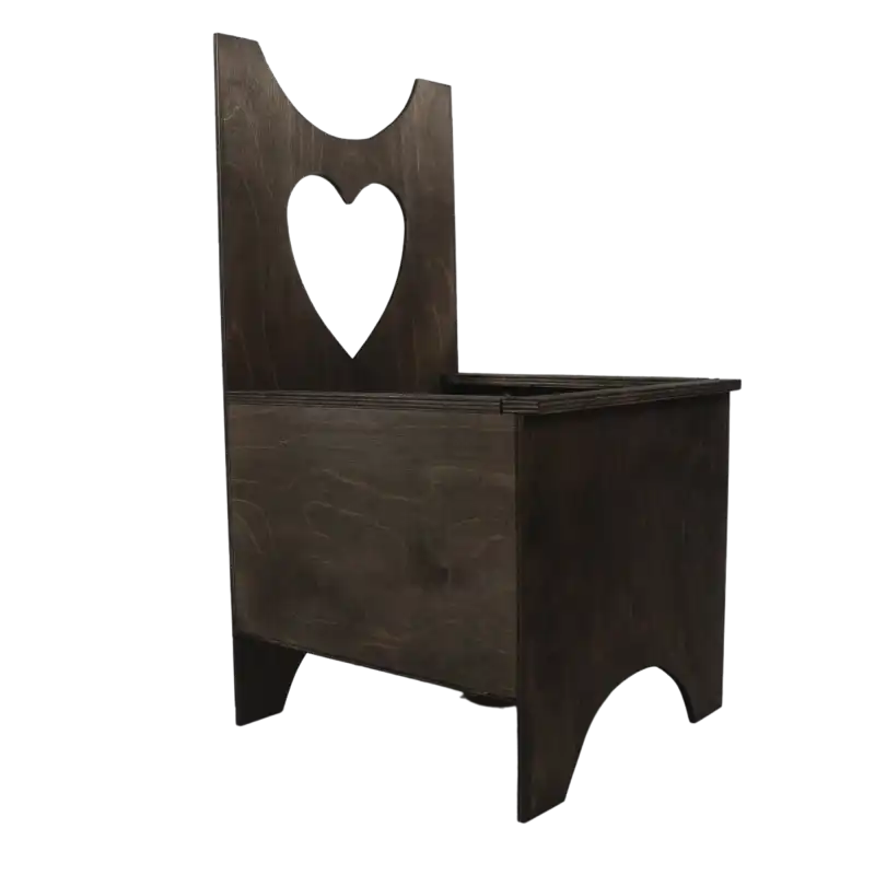 Drewniany kwietnik 50 cm w kolorze palisander z ozdobnym wycięciem w kształcie serca. Idealny stojak na kwiaty na taras i balkon.