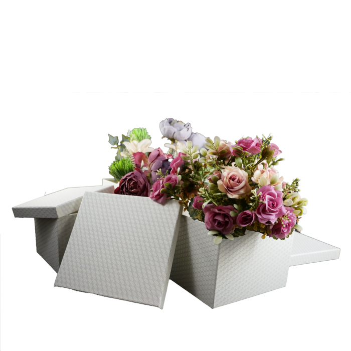 Kwadratowe flowerboxy 3 szt. kremowe