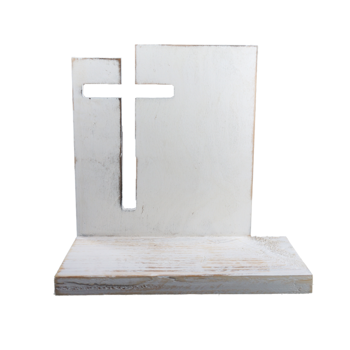 Statuetka z krzyżem 32 cm biała