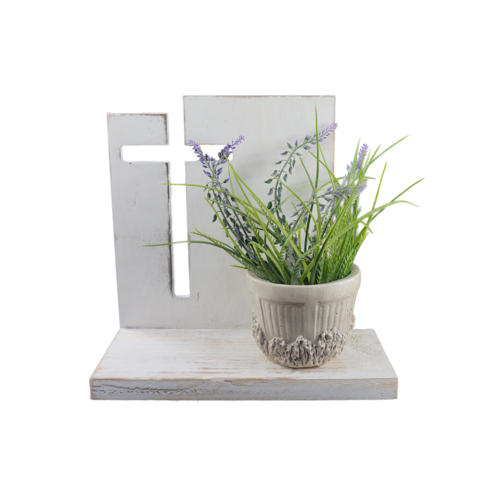 Statuetka z krzyżem 32 cm biała