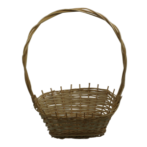 Naturalny kosz delikatesowy z wikliny o wysokości 45 cm. Estetyczny koszyk wielkanocny i prezentowy o słomkowej barwie, doskonały jako baza pod kwiatowe kompozycje.