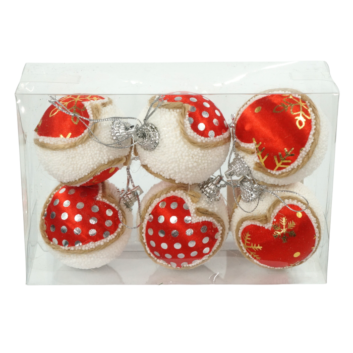 bombki choinkowe, bombki świąteczne, ozdoby choinkowe, zawieszki świąteczne, dekoracje bożonarodzeniowe, bombki 5 cm, komplet bombek, nietłukące bombki, bombki biało-czerwone, ozdoby na choinkę.