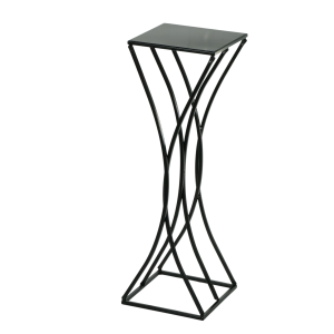Czarny metalowy stojak kwietnik 70 cm o eleganckiej, industrialnej formie. Doskonała podstawa na rośliny i dekoracje w stylu loft.