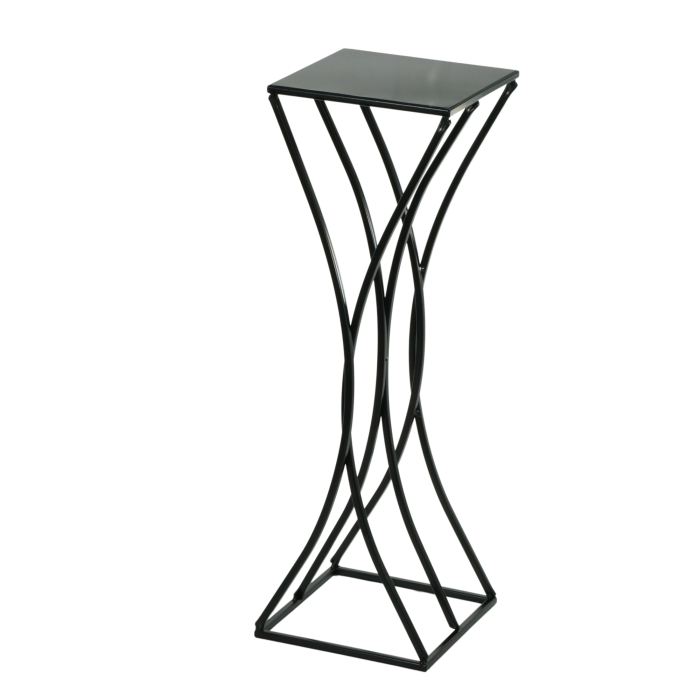 Czarny metalowy stojak kwietnik 70 cm o eleganckiej, industrialnej formie. Doskonała podstawa na rośliny i dekoracje w stylu loft.