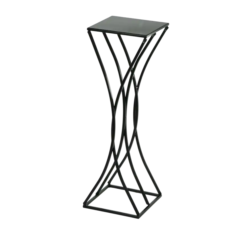 Czarny metalowy stojak kwietnik 70 cm o eleganckiej, industrialnej formie. Doskonała podstawa na rośliny i dekoracje w stylu loft.
