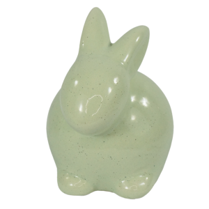 Frontowy widok ceramicznego zająca o wysokości 9 cm. Minimalistyczna dekoracja wielkanocna, która świetnie sprawdzi się w domowych i biurowych aranżacjach.