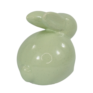 Widok z tyłu na zająca ceramicznego 9 cm. Estetyczne wykonanie z dbałością o szczegóły sprawia, że dekoracja prezentuje się atrakcyjnie z każdej strony.