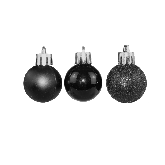 Czarne bombki choinkowe 24 szt. 3 cm