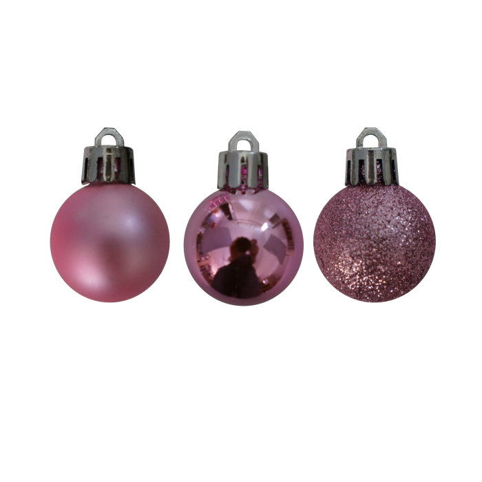Różowe bombki choinkowe 24 szt. 3 cm