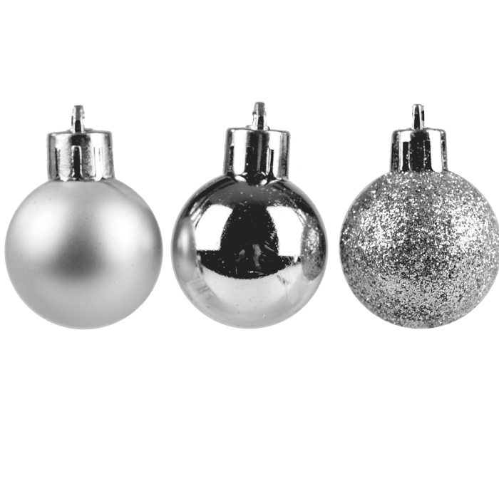 Srebrne bombki choinkowe 24 szt. 3 cm
