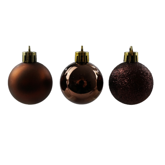 Brązowe bombki 4 cm 18 szt.