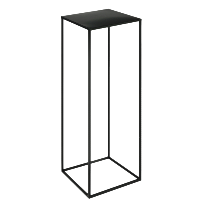 Czarny stojak metalowy o wysokości 80 cm z kwadratową podstawą 20x20 cm. Uniwersalny kwietnik w stylu loft do salonu, biura lub na wesele.