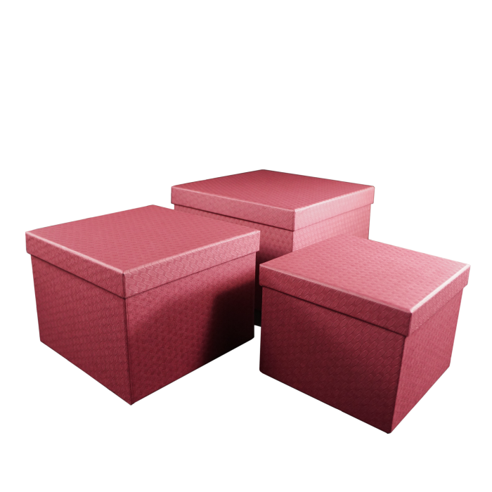 Kwadratowe flowerboxy 3 szt. bordowe
