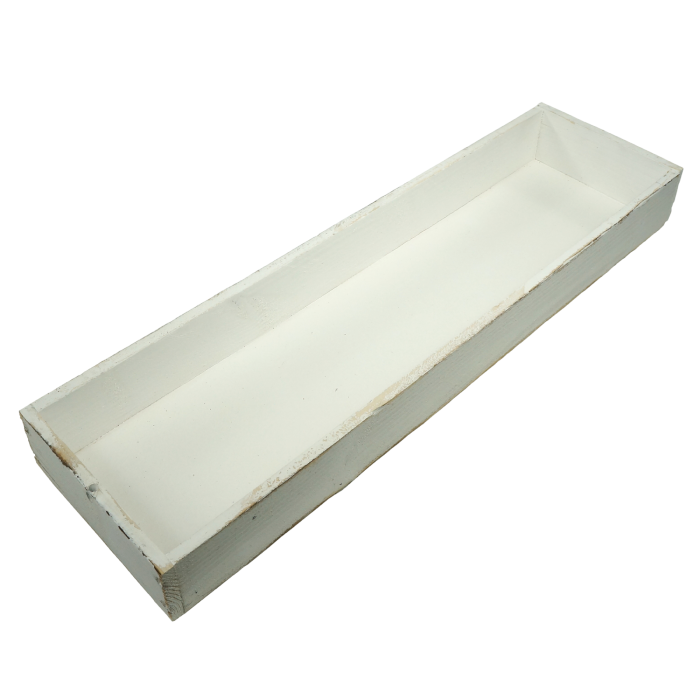 Skrzynka drewniana biała przecierana na wesele baza do kompozycji 14x50 cm