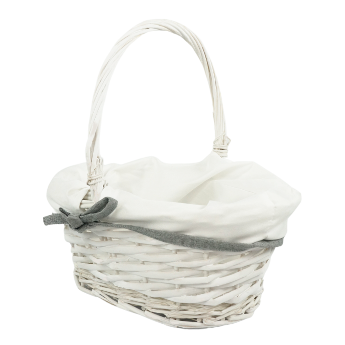 Owalny kosz wiklinowy z materiałem 27 cm