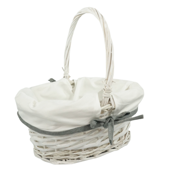 Owalny kosz wiklinowy z materiałem 27 cm