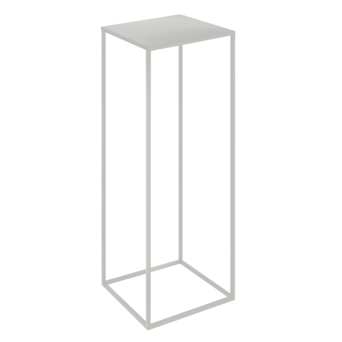 Biały stojak na kwiaty 80x20x20 cm wykonany ze stali malowanej proszkowo. Kwadratowy kwietnik metalowy do nowoczesnych wnętrz.