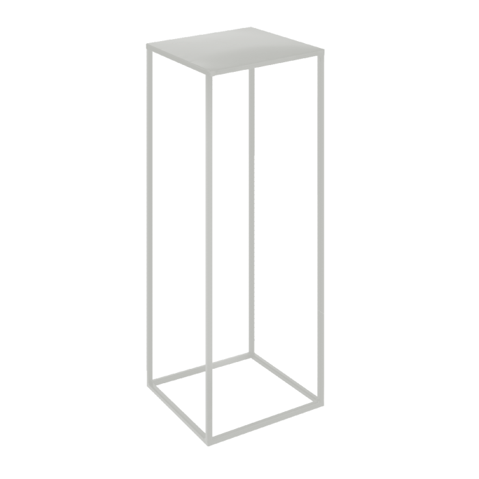 Biały metalowy stojak o wymiarach 60x20x20 cm w stylu loft. Prosta, kwadratowa konstrukcja idealna jako kwietnik lub baza pod dekoracje ślubne.