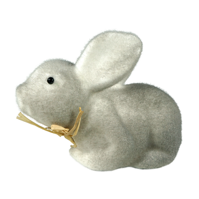 Szary zając flokowany 20 cm