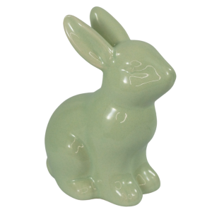 Zielony zając ceramiczny 12 cm to nowoczesna dekoracja wielkanocna o gładkiej powierzchni, doskonała do świątecznych aranżacji wnętrz.