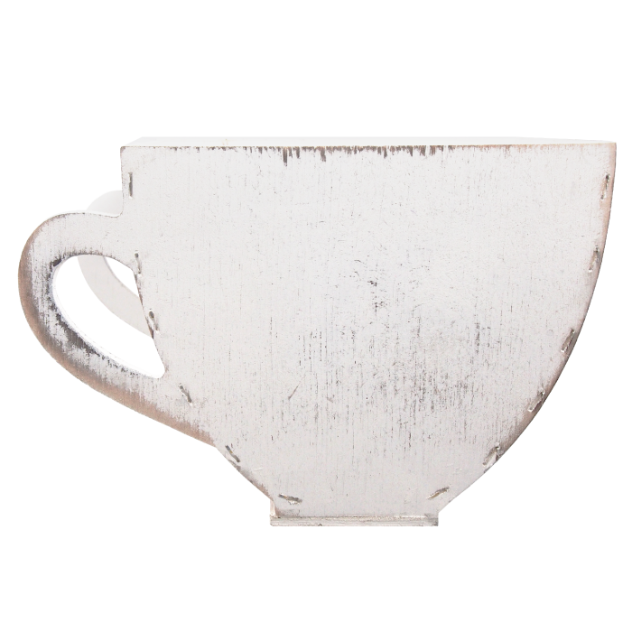 Biała drewniana osłonka filiżanka 16x12 cm filiżanka - drewniana osłonka na doniczkę - osłonka na kwiaty - biała drewniana osłonka - doniczka filiżanka